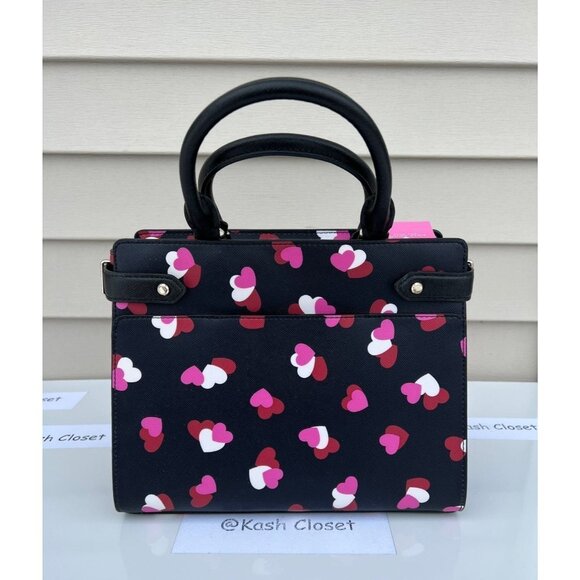 Kate Spade Satchel Staci Medium Satchel Heart Print Black Multi - Picture 5 of 12